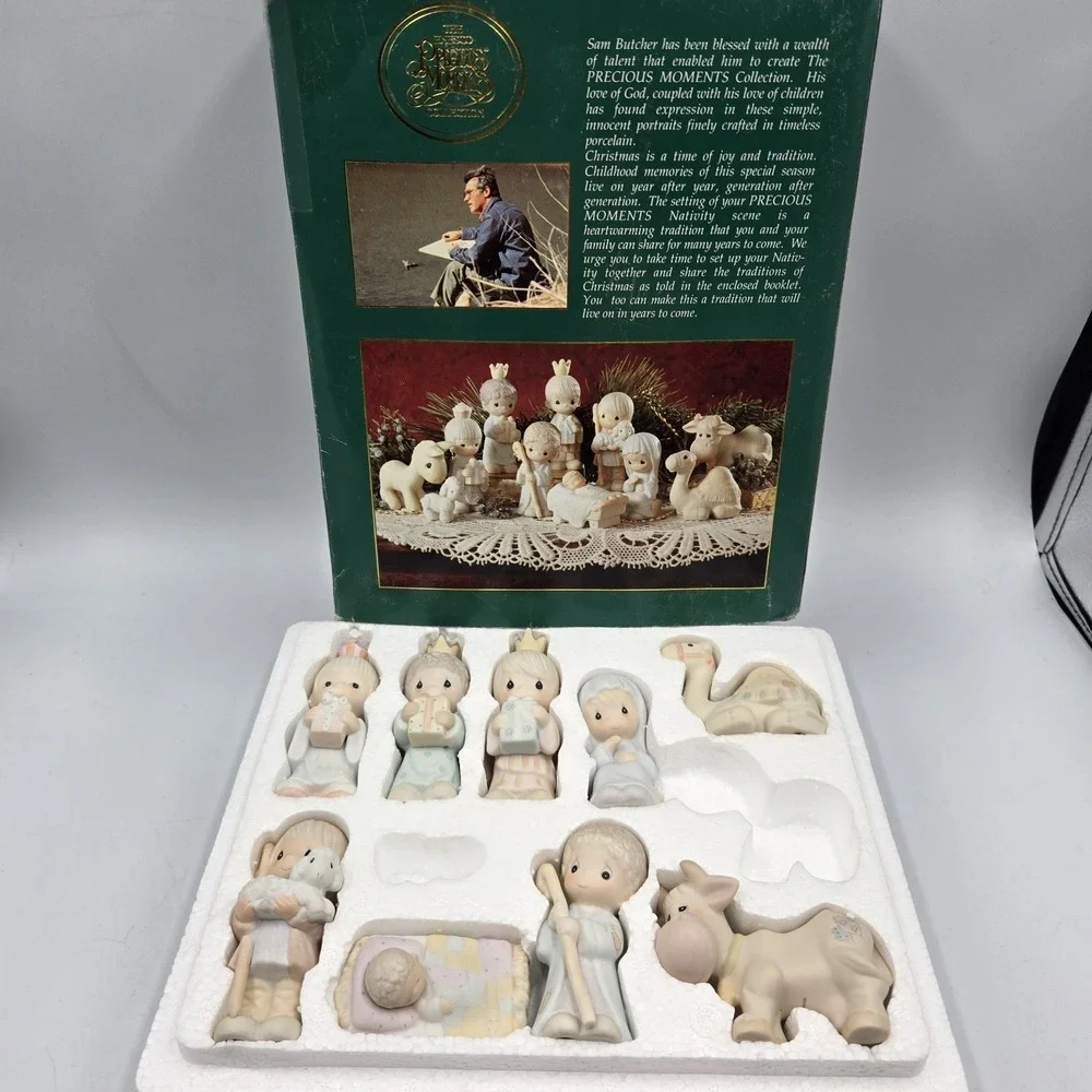 1982 Precious Moments Come Let Us Adore Him NATIVITY Miniatures 11 Pc Read!
